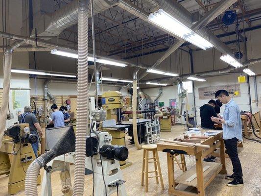 A view of the woodworking workshop