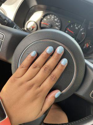 Light blue dip nails