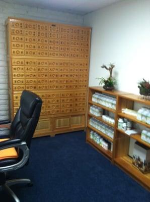 Medicine cabinet in the reception area