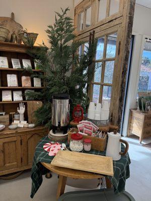 hot chocolate station for customers.