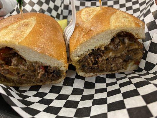 Steak and cheese sandwich, flavorful and the bread was great!