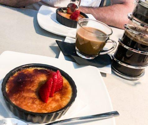 Creme brûlée & French press coffee