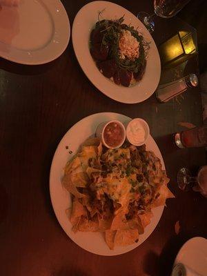 Nachos Grande and Beet Salad