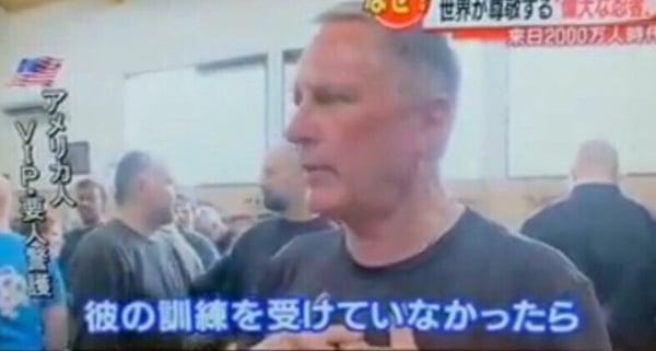 Dale Seago training in Japan, interviewed on Asahi Tv News, April 2016.