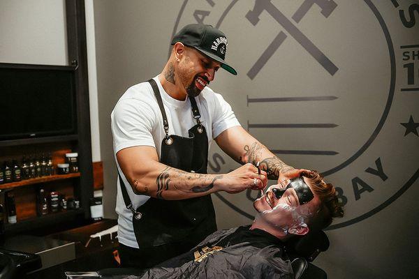 Straight-razor beard, neck, and head shaves