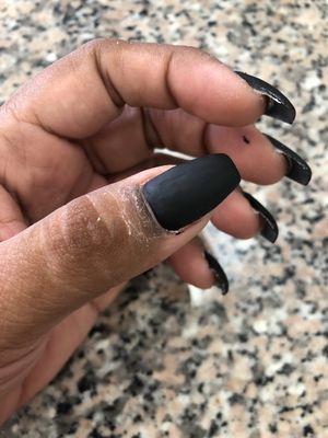 Regular acrylic nails matte black finished work $33. Regular pedi was $20 plus $5 to remove gel.