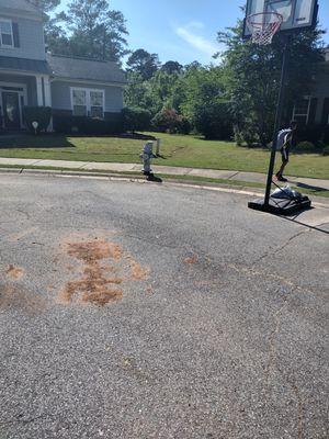 Pile of dirt left in front of my son's basketball goal that was not there prior to them getting to this location