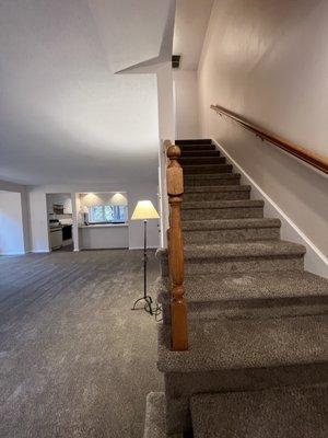 New wall-to-wall carpeting of main living area and staircase