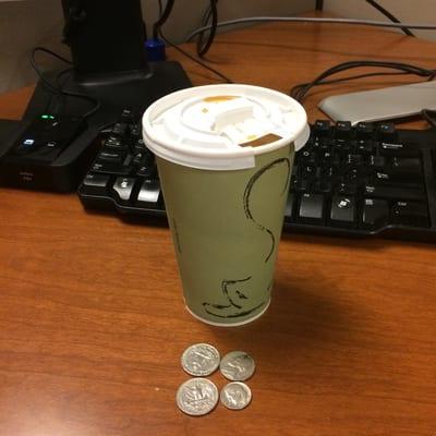 Large coffee; $1.35