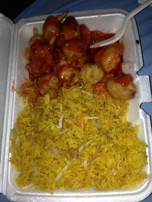 Sweet and sour pork with roast pork fried rice!