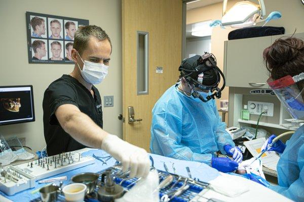 Implant placement surgery in a progress.