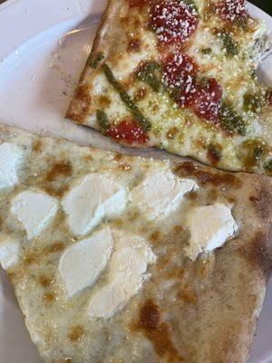 White slice , and Margherita Pizza