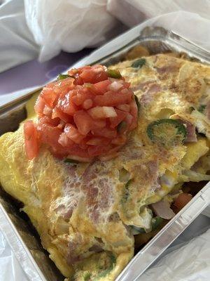 Mexican Omelette Platter Breakfast with Ham