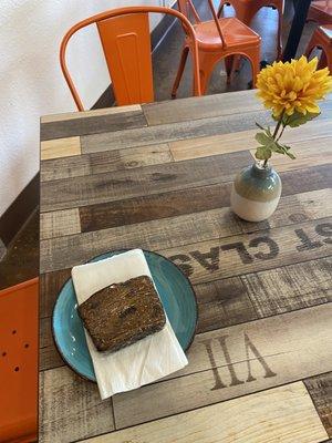 Pumpkin bread & the cute seating