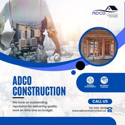 Transform Your Space with ADCO CONSTRUCTION!
Visit us at adcoconstruction.us