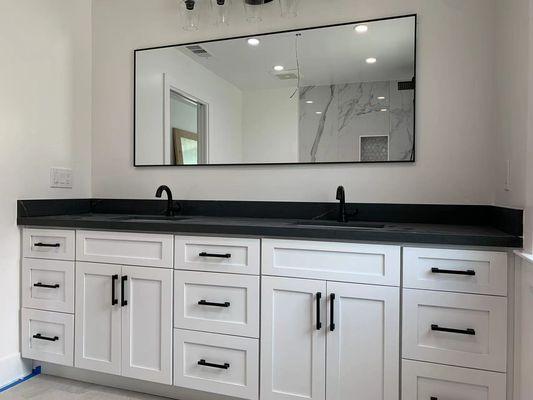 Custom vanity using Farmington White cabinets