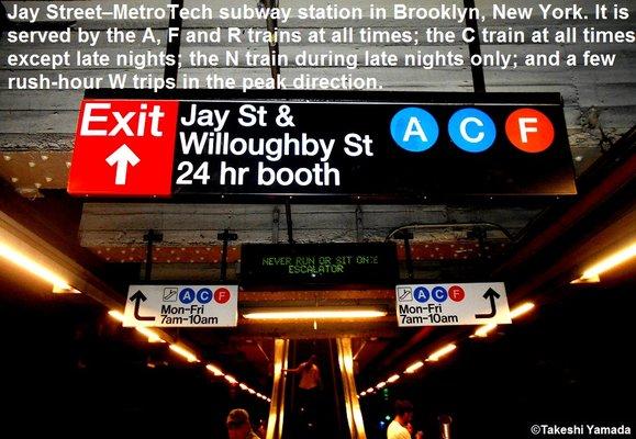 MTA - Jay Street - Metro Tech subway station. Dr. Takeshi Yamada and Seara (Coney Island sea rabbit). signs