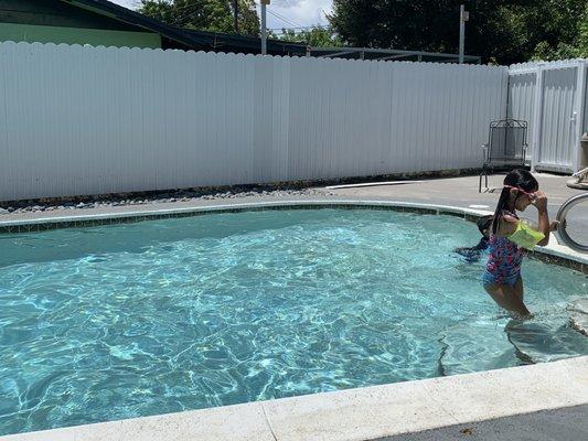 My pool now, never looked like this before. He restored my pool