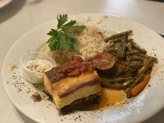 Mousaka Dinner (some of this is on the side plate as we shared)