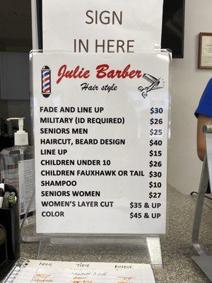 Sign in when you enter.  These are 3/2022 prices.