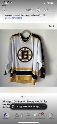 BOSTON 'BRUINS' NHL Jersey that I'll be adding the number "57" to the back of it.