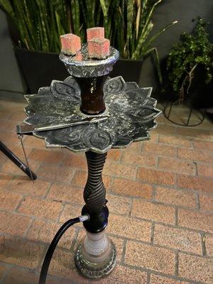 Hookah with mint and melon mix with a peach