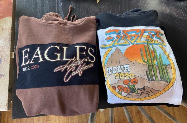 Old concert t-shirts sewn on sweatshirts!