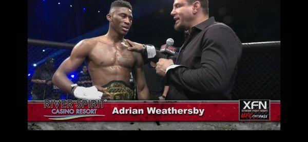 Adrian "The Matrix" Weathersby winning the XFN Kickboxing Championship.