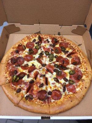 Pepperoni and sausage! Yummmmmmo