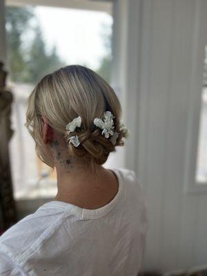 Wedding bun with hair accessories