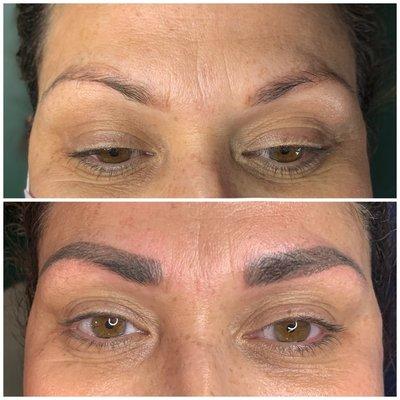 Botched brows (not my work) After: correct by me