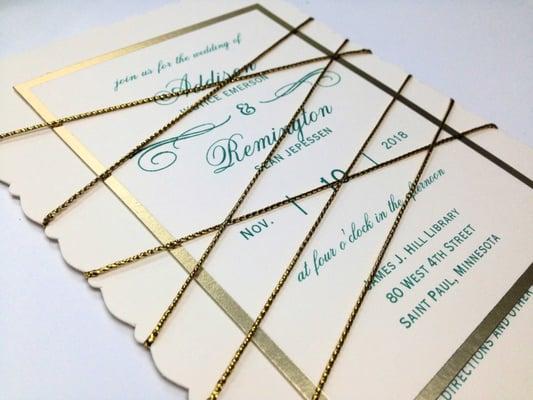 Trending....Metallic accents on wedding invitations are all the rage right now!