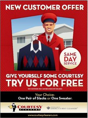 New Customer offer Dry Cleaning