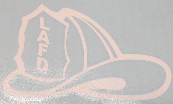 LAFD Helmet, Car/Window Decal.
 Approx. Measurements 3 3/4" x 5 3/4"