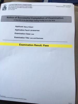 Passed law and business on the first attempt