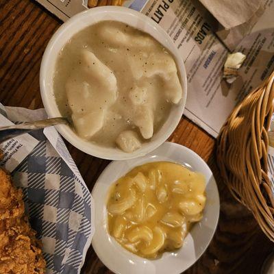 Dumpling and Mac n Cheese sides