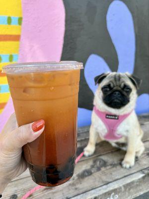 Thai Iced Tea with Boba (Oat Milk)