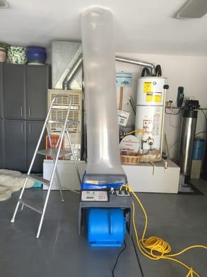 Using Thermal Heat to dry ceiling, Fastest drying system