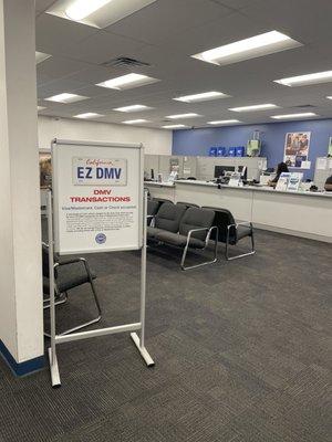 DMV section. They accept most payments