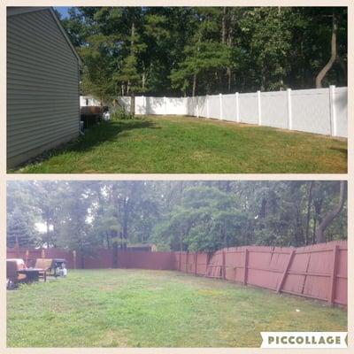 A Omega's fence installation Before and After