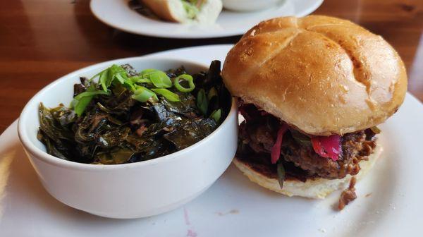 OTF Chicken sandwich & collards.