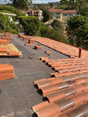 clay tile reroof.