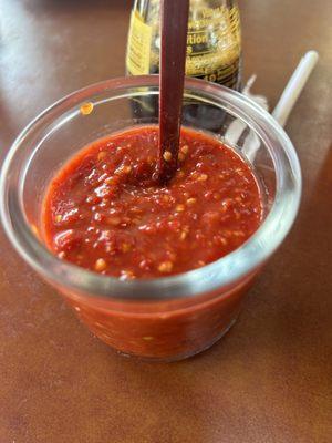 Chili Sauce on table