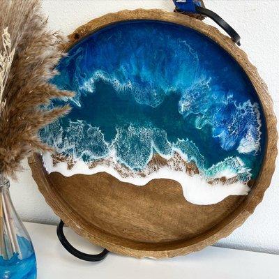 Ocean resin art tray