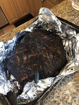 Look at the bark on this baby, 1st cut smoked brisket