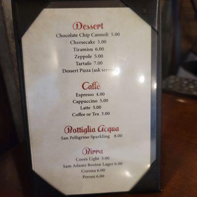 Desert Menu