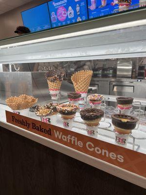 Variety of waffle cones