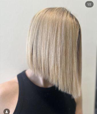 Blonde
Blonde highlights
Bob haircut