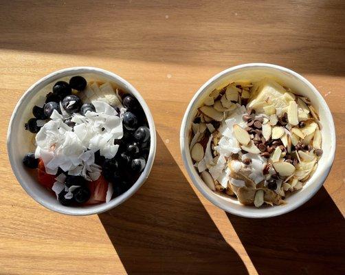 Money Moves Bowl with oatmeal, Bad and Boujee Bowl with açaí