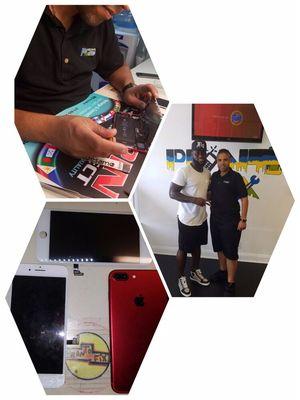 Our Customer Matt Elam NFL Fixing his New iPhone Special Edition Screen.